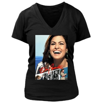 Eva Mendes Women's Deep V-Neck TShirt