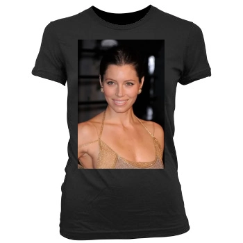 Jessica Biel Women's Junior Cut Crewneck T-Shirt