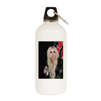 Taylor Momsen White Water Bottle With Carabiner