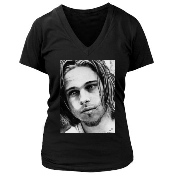 Brad Pitt Women's Deep V-Neck TShirt