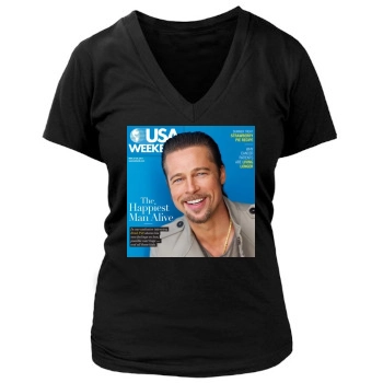 Brad Pitt Women's Deep V-Neck TShirt