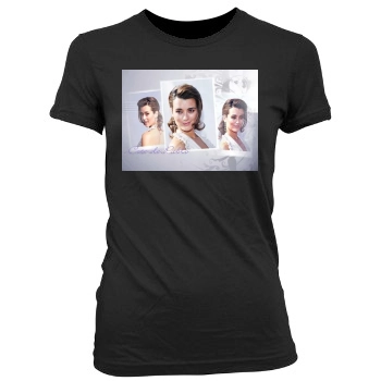 Cote De Pablo Women's Junior Cut Crewneck T-Shirt