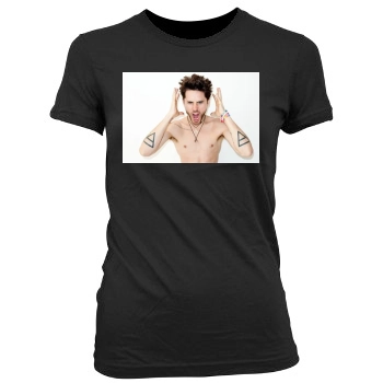 Jared Leto Women's Junior Cut Crewneck T-Shirt