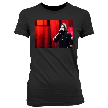 Jared Leto Women's Junior Cut Crewneck T-Shirt