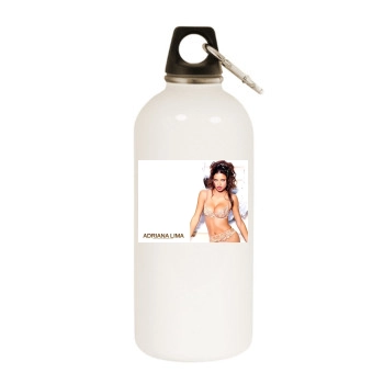 Adriana Lima White Water Bottle With Carabiner