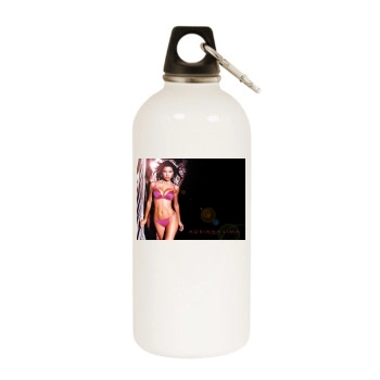 Adriana Lima White Water Bottle With Carabiner