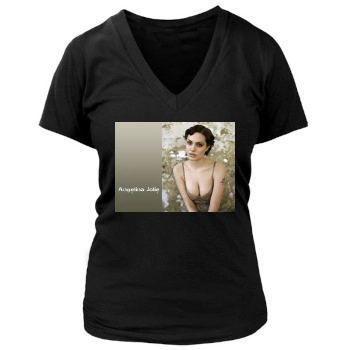 Angelina Jolie Women's Deep V-Neck TShirt