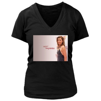 Bridget Moynahan Women's Deep V-Neck TShirt