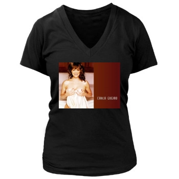 Carla Gugino Women's Deep V-Neck TShirt