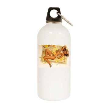 Carmen Electra White Water Bottle With Carabiner