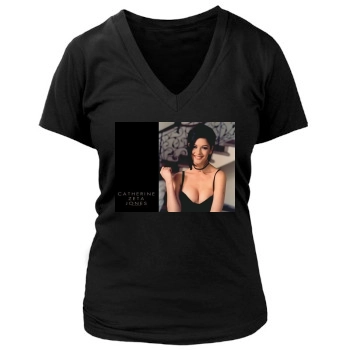 Catherine Zeta-Jones Women's Deep V-Neck TShirt