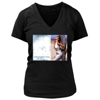 Catherine Zeta-Jones Women's Deep V-Neck TShirt