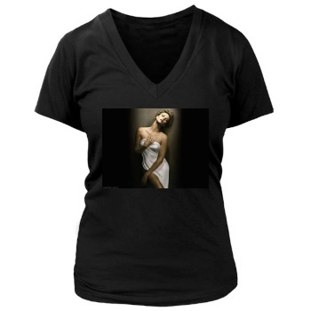 Charlize Theron Women's Deep V-Neck TShirt