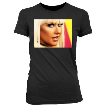 Christina Aguilera Women's Junior Cut Crewneck T-Shirt