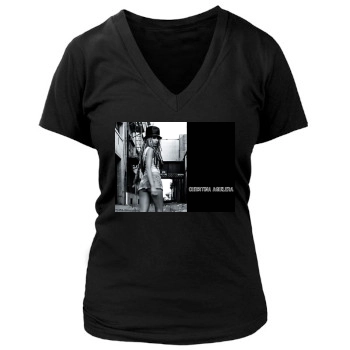 Christina Aguilera Women's Deep V-Neck TShirt