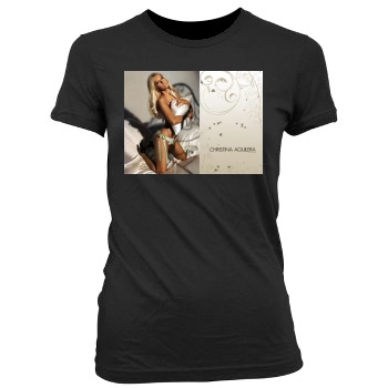 Christina Aguilera Women's Junior Cut Crewneck T-Shirt