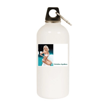 Christina Aguilera White Water Bottle With Carabiner