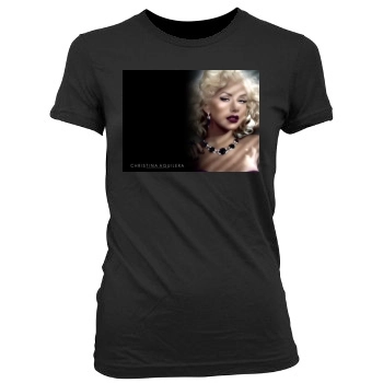 Christina Aguilera Women's Junior Cut Crewneck T-Shirt