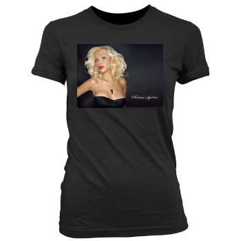 Christina Aguilera Women's Junior Cut Crewneck T-Shirt