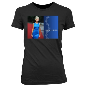 Christina Aguilera Women's Junior Cut Crewneck T-Shirt