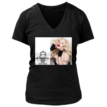 Christina Aguilera Women's Deep V-Neck TShirt