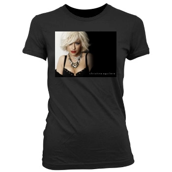 Christina Aguilera Women's Junior Cut Crewneck T-Shirt