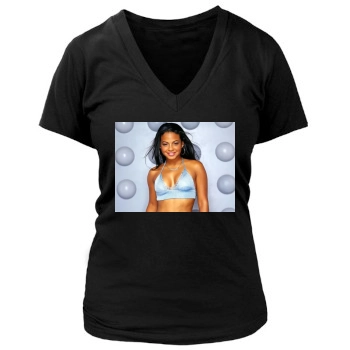 Christina Milian Women's Deep V-Neck TShirt