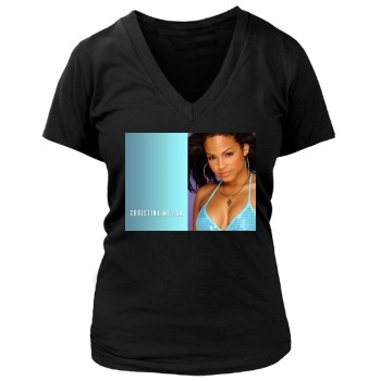 Christina Milian Women's Deep V-Neck TShirt