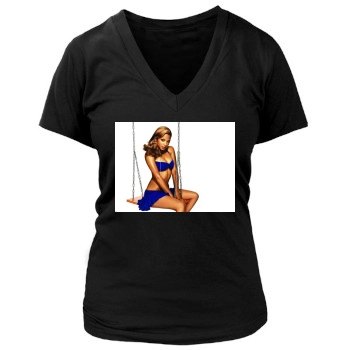 Christina Milian Women's Deep V-Neck TShirt