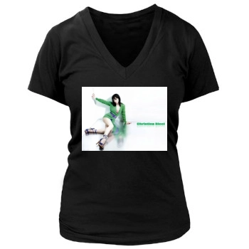 Christina Ricci Women's Deep V-Neck TShirt