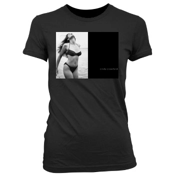 Cindy Crawford Women's Junior Cut Crewneck T-Shirt