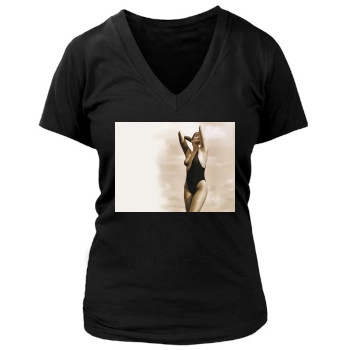 Cindy Crawford Women's Deep V-Neck TShirt