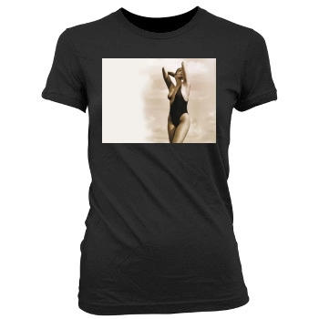 Cindy Crawford Women's Junior Cut Crewneck T-Shirt