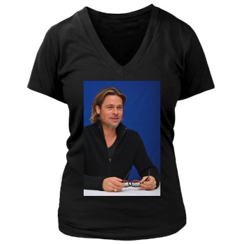 Brad Pitt Women's Deep V-Neck TShirt