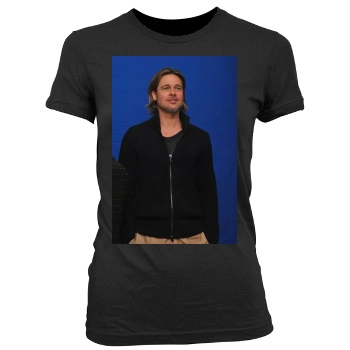 Brad Pitt Women's Junior Cut Crewneck T-Shirt