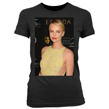 Charlize Theron Women's Junior Cut Crewneck T-Shirt