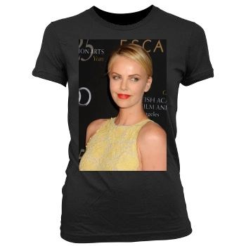 Charlize Theron Women's Junior Cut Crewneck T-Shirt