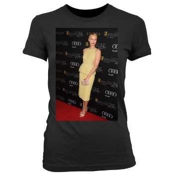 Charlize Theron Women's Junior Cut Crewneck T-Shirt