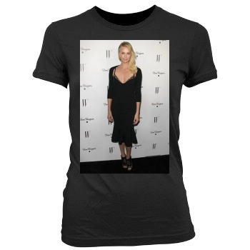 Charlize Theron Women's Junior Cut Crewneck T-Shirt