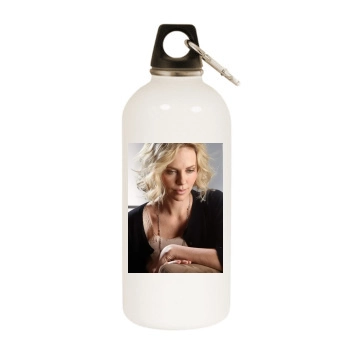 Charlize Theron White Water Bottle With Carabiner