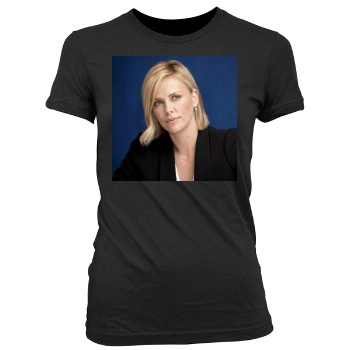 Charlize Theron Women's Junior Cut Crewneck T-Shirt