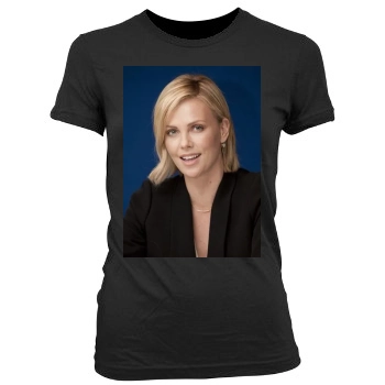 Charlize Theron Women's Junior Cut Crewneck T-Shirt