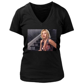 Elisha Cuthbert Women's Deep V-Neck TShirt