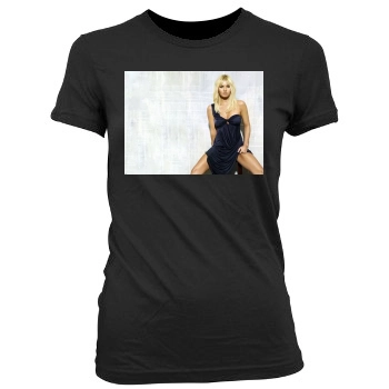 Elisha Cuthbert Women's Junior Cut Crewneck T-Shirt