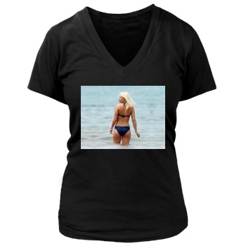 Elisha Cuthbert Women's Deep V-Neck TShirt