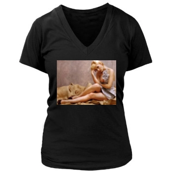 Elisha Cuthbert Women's Deep V-Neck TShirt