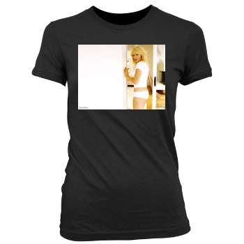 Elisha Cuthbert Women's Junior Cut Crewneck T-Shirt