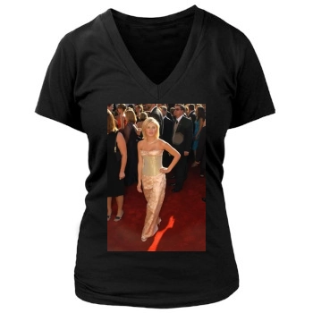 Elisha Cuthbert Women's Deep V-Neck TShirt