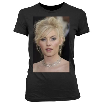 Elisha Cuthbert Women's Junior Cut Crewneck T-Shirt