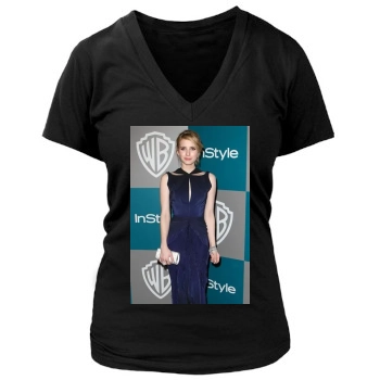 Emma Roberts Women's Deep V-Neck TShirt